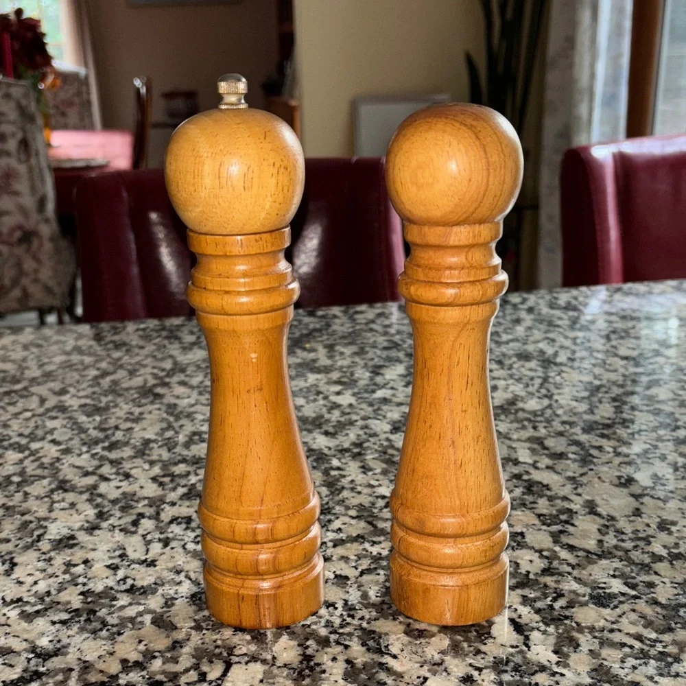 MCM Wooden Salt Shaker and Pepper Mill Grinder Set 8” tall